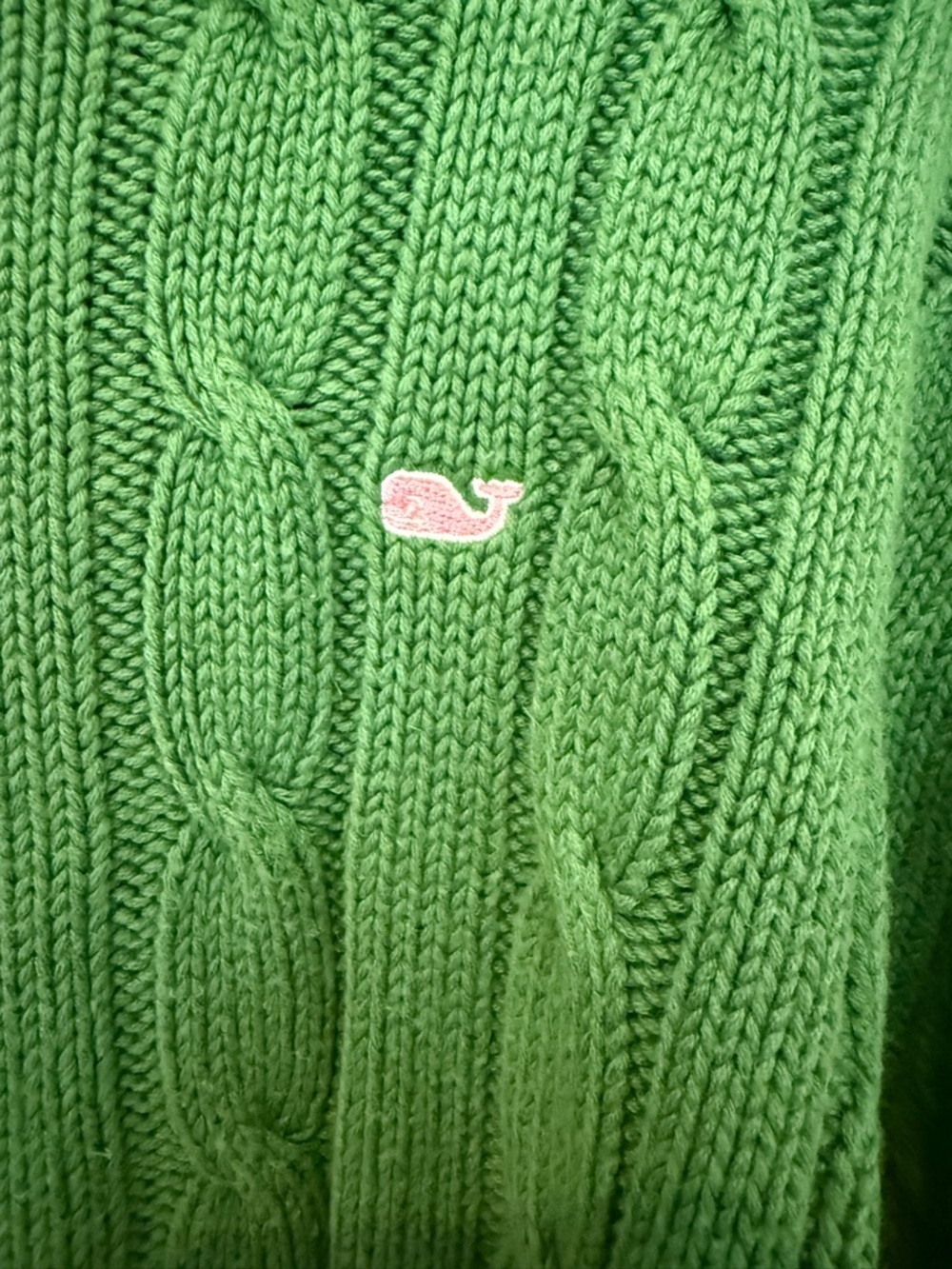 Vineyard Vines Women’s Cable Knit Sweater - Green. XL - Picture 3 of 6